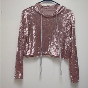 Velour cropped hoodie